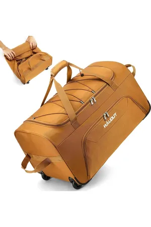 Merkloos 110L Opvouwbare Plunjezak met Wielen - Bruin - Packable & Opvouwbaar - Reizen Camping Wandelen - 71.12 cm