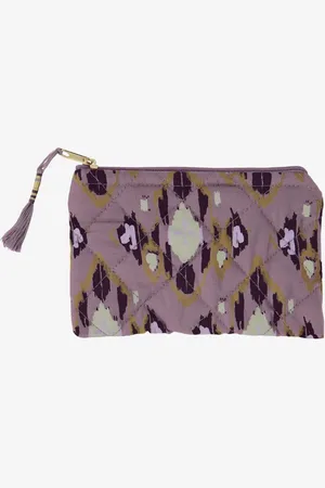 Madam Stoltz Gewatteerd Katoenen Etui - Paarse print - S