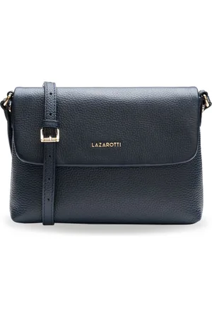 Lazarotti Leren Schoudertas Bologna Leather Flap Crossbody Bag Donkerblauw