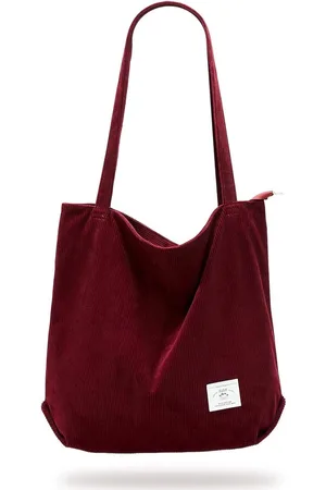 Merkloos Corduroy tas voor dames, schoudertas met ritssluiting, grote shopper, tas, handtas, schoudertassen voor werk, kantoor, reizen, winkelen, school en dagelijks gebruik