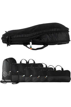 Merkloos Packing cubes - Inpakzakken met compressiezakjes - Inpakzakken gemaakt van plastic flessen - Organiser voor tassen, koffers & rugzakken - Reisorganiser voor kleding & schoenen ( , 7-delige set)