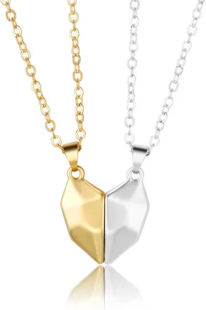 Kasey Hartjes Ketting - Magnetisch - Vriendschap Cadeau - Vriendschapsketting Voor 2 - BFF Ketting Voor 2 - Koppel Ketting - Koppel Cadeau - /Zilver