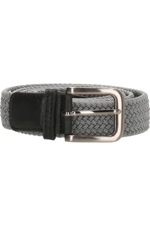 Old West Geweven Elastische Riem Stretch - Rekbaar Elastiek met echt Leer – - Lengte totaal 120 cm / Riemmaat 105