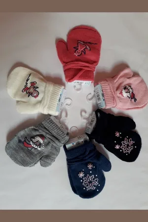 Merkloos Wantjes - Babywantjes met koordje - - 2 Paar - 10 cm