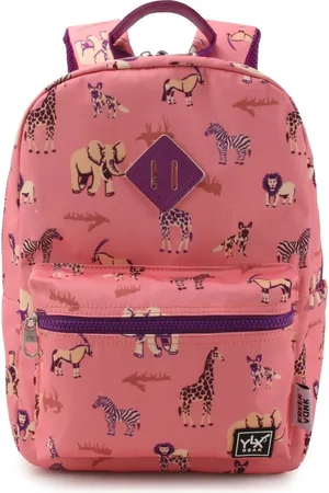 YLX Gear SEASON SALE: & Freek Vonk Oriole Rugzak voor kinderen | Koraal roze & Safari | Roze, koraal met zebra, giraffe, leeuw, olifant |Toilettas, logeren, vakantie | kinderen, jongens, meisjes | dierenprint, safari