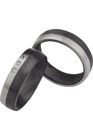 Sense Jewelry Matte ringen van carbon met titanium met 3 zirkonia