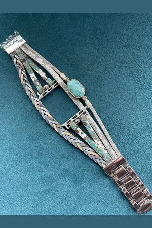 Merkloos Apple Watch Bohemian Indian style horloge bandje 42/44/45 mm leer en kralen