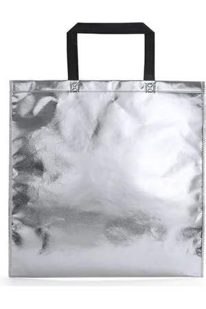 Merkloos Draagtas/schoudertas in opvallende metallic kleur - 45 x 44 x cm - kunststof - goody bags
