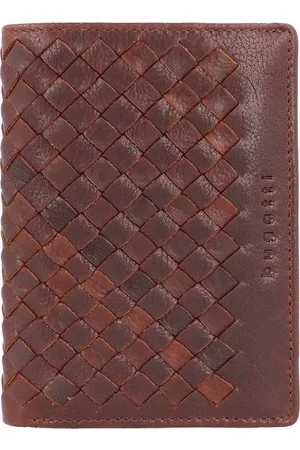 Bugatti Leren Portemonnee Woven Upright Wallet Bruine