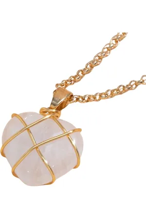 Jaynoi Ketting Hartje Goud Kleurig - Ketting met Hartje - Ketting Hart - Gevlochten hartje ketting met steen - Ketting met hanger dames goud kleurig staal hart - Kettingen dames goudkleurig - Koppel meisjes ketting sieraden ketting