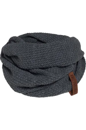 Knit Factory Coco Gebreide Colsjaal - Ronde Sjaal - Nekwarmer - Wollen Sjaal - Donkergrijze Colsjaal - Dames sjaal - Heren sjaal - Unisex - - One Size