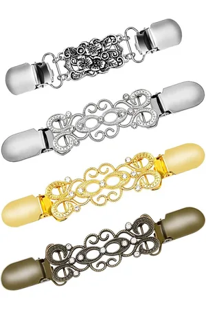 Merkloos 4 stuks - Retro Vest Clip - Trui Kraag Clip - Sjaal Clips - Jurken Sjaal Clip - voor Dames Meisjes - Broche clip - Vestklem - Vestsluiting - Antislip Vaste Gesp
