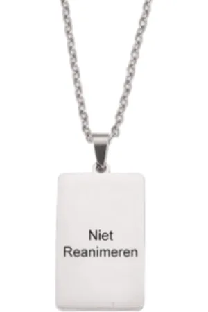 Amodi Gegraveerde Niet Reanimeren Ketting - Niet Reanimeren Penning - Do Not Resuscitate - Gegraveerd - Rechthoek - Roestvrij Staal - RVS
