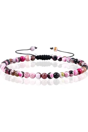 Memphis Fire Armband Natuursteen Kralen - Rose Red Fire