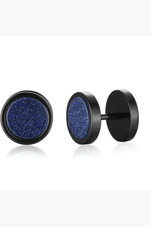 Mendes Heren oorbellen Zwart Edelstaal Gravel Blauw