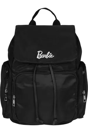 Barbie Zwarte Rugzak met trekkoord en zakken, zacht materiaal 25x33x10 cm