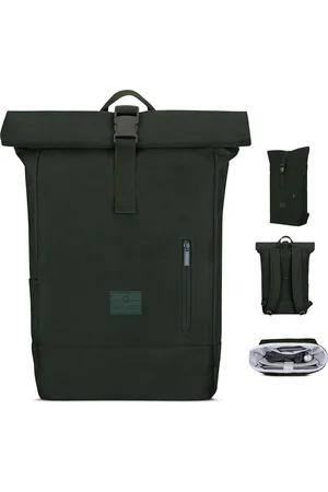 Merkloos Medium Rugzak voor dames en heren, roltop met laptopvak, voor universiteit, zakelijke fiets, 15 liter, , waterafstotend, olijf