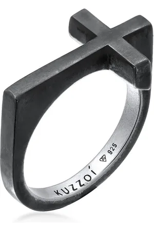 Kuzzoi Heren Ring Heren Kruisje Effen in 925 Sterling Zilver