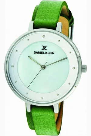 Daniel Klein DK11551-1 - Horloge - Analoog - Dames - Vrouwen - leren band rond - Groen - Zilverkleurig