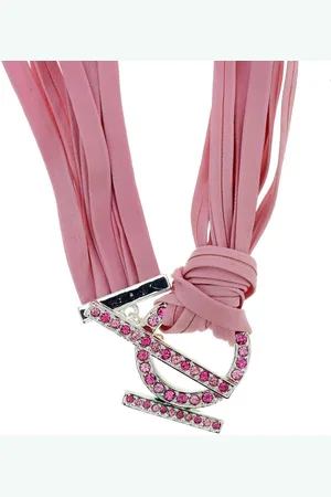 Behave Ketting van imitatieleer met steentjes
