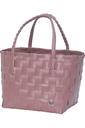 Handed By Duurzame handgevlochten boodschappentas - Shopper - Weekendtas - Strandtas -Sporttas - Paris - roze -rustic pink