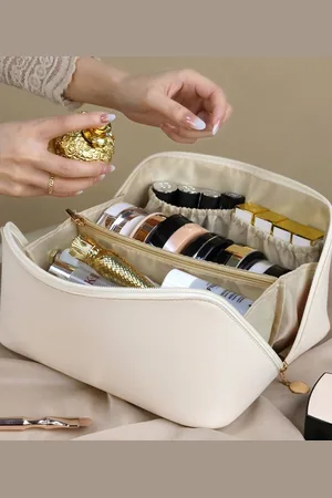 Merkloos Luxe Make-up Tas - Toilettas - Reistas - Tas Voor Toilet Artikelen - Beauty case - Cosmetica tas - Handige Make-up Tas - Make-up organizer - Skincare organizer - organizer - Reis toilettas