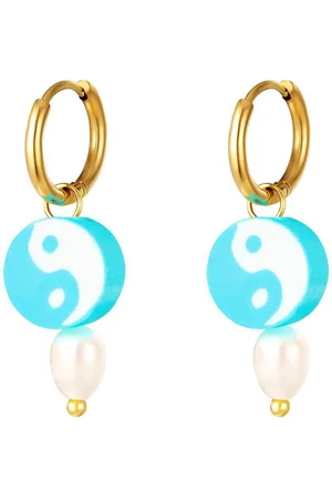 Yehwang Edelstalen oorbellen - Yin Yang - Blue