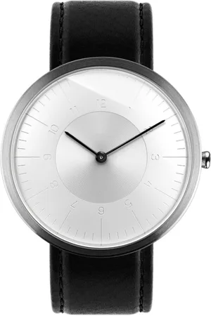 Auteur Watches Moonlight Dawn - Extra Plat Designhorloge Zwart Leer 39mm