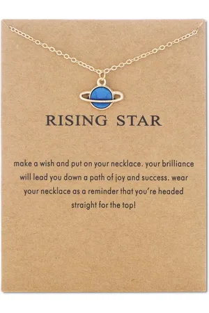 Bixorp Luck Gouden Dames Ketting met Blauwe Planeet - "Rising Star" - 45/50cm - Cadeau voor Vrouw - Goudkleurig