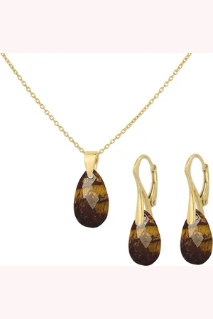 ARLIZI 2258 Sieraden set tijgeroog druppel hanger - verguld