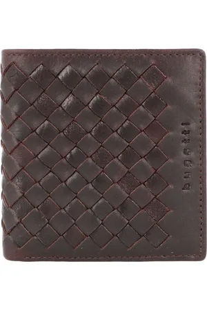 Bugatti Leren Portemonnee Woven Small Upright Wallet Bruine