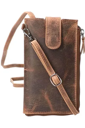 LEATHER DESIGN Phone Bag Telefoontasje Hunter Bruin