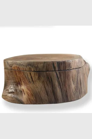 Merkloos Houten kist met deksel van echt teakhout - Ring box pillendoos - Kleine wijndoos juwelendoos - Opbergdoos geschenkdoos - Verzameldoos Ø 14 cm