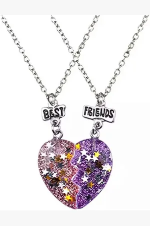 Akyol Best Friends - 2 Leuke Vriendschapskettingen -ketting voor twee- vriendinnen ketting – Hartjes - Best Friends – bff – twee delige ketting – hartje – samenvoegen – paars – roze – vriendschap – Friends – sterre