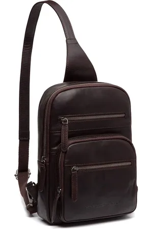 Chesterfield Leren Crossbody Tas Bruin Peru