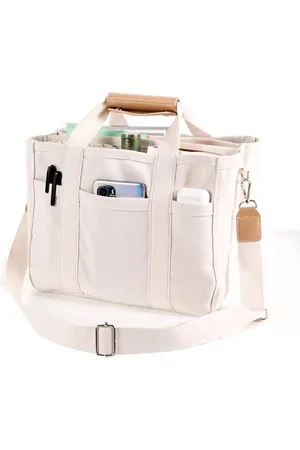 Merkloos Dames Handtassen, Dames Tas Shopper Met Rits, Handtas met meerdere zakken voor dames, canvas tas, tas met handvat, portemonnee met grote capaciteit, herbruikbare handtas, 1Stuks - canvas draagtas