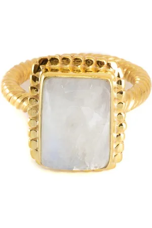 Spiru Edelsteen Ring Regenboog Maansteen 925 Zilver & Verguld “Kasasha” (