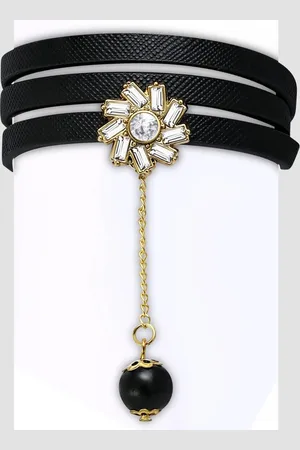 Amanto Armband Cos Black - PU Leer - Bloem - 17mm - 19cm