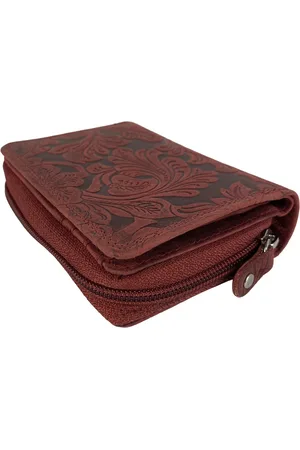 ARRIGO BELLO Portemonnee Dames - Buffelleer - Leer - RFID - Bloemenprint -