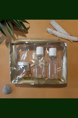 Benetton Hot Gold - Toilettas - Doorzichtige make-up en cosmeticatas - Vloeistoffen etui - Travel kit bag - / Transparant