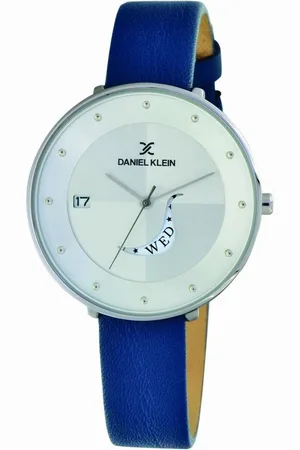 Daniel Klein DK11569-6 - Horloge - Analoog - Dames - Vrouwen - leren band - rond - Blauw - Zilverkleurig