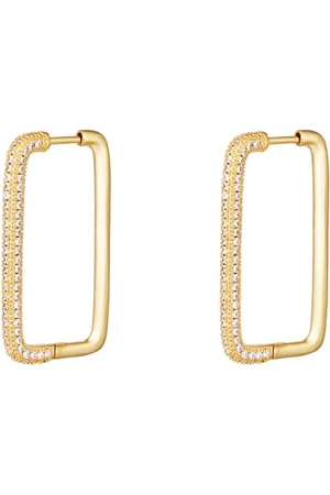 LMPiercings NL Oorbellen rechthoek met glitters klein - goud