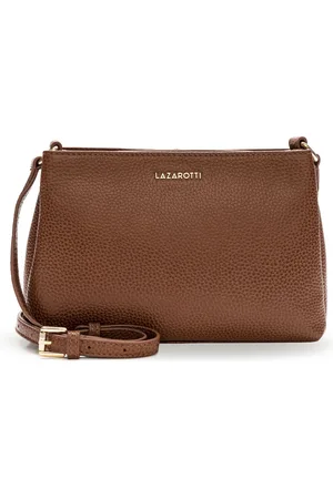 Lazarotti Leren Schoudertas Bologna Leather MK Crossbody Bag Bruine
