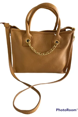 Merkloos Handtas, leder, , met schouderriem