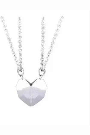 Kasey Hartjes Ketting - Magnetisch - Vriendschap Cadeau - Vriendschapsketting Voor 2 - BFF Ketting Voor 2 - Koppel Ketting - Koppel Cadeau - Zilverkleurig