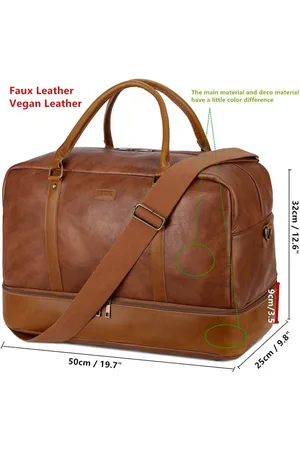 Merkloos Kunstleer Travel Holdall Carry On Weekender Bag Overnachting Reizen Duffel Tote Tassen voor Mannen en Vrouwen met Schoencompartiment HB-38, , L