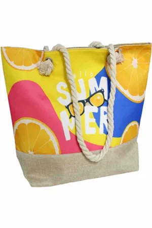 Gerimport Zomer strandtas 15 x 34 x 59 cm - SUMMER met Bies onderzijde