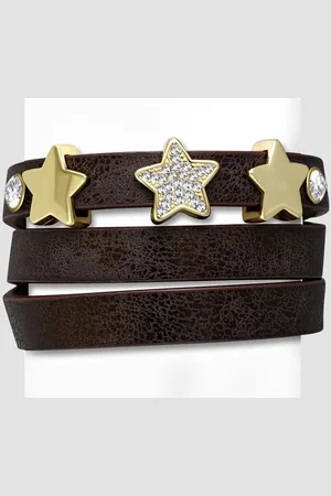 Amanto Armband Corto Brown - PU Leer - Messing - Ster - 15mm - 19cm