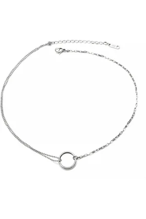 ASTRADAVI 18K Vergulde Sieraden - Collier - Dubbellaags Ketting met Bedels - Dubbele ketting Choker en Infinity Circle - - Cadeau Idee