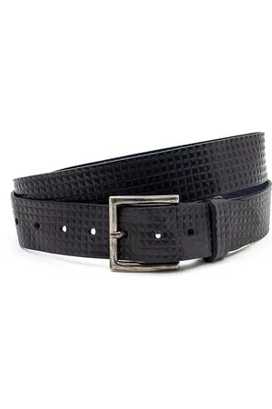 Thimbly Belts Jeans riem met blok print - heren en dames riem - 4 cm breed - - Echt Leer - Taille: 100cm - Totale lengte riem: 115cm